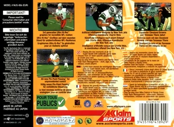 NFL Quarterback Club 2000 (Europe) box cover back